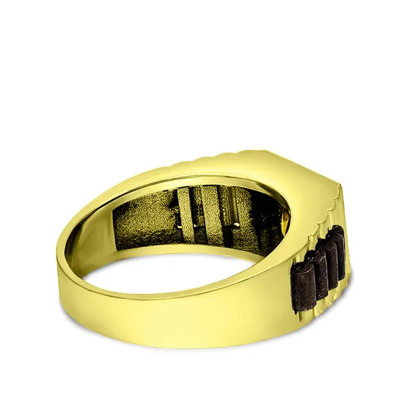 18K Yellow Gold Plated Silver Men's Citrine Band Ring All sizes