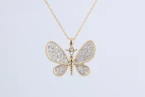 18" 14k Two-Tone Gold 0.50tcw Diamond Butterfly Pendant Necklace (3.22g.)