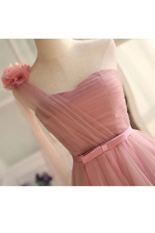 2024 New Arrival One Shulder Bridesmaid Dresses A Line Tulle P2B679RQ