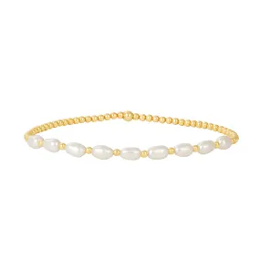 2MM Signature Bracelet with Rice Pearl Gold Pattern