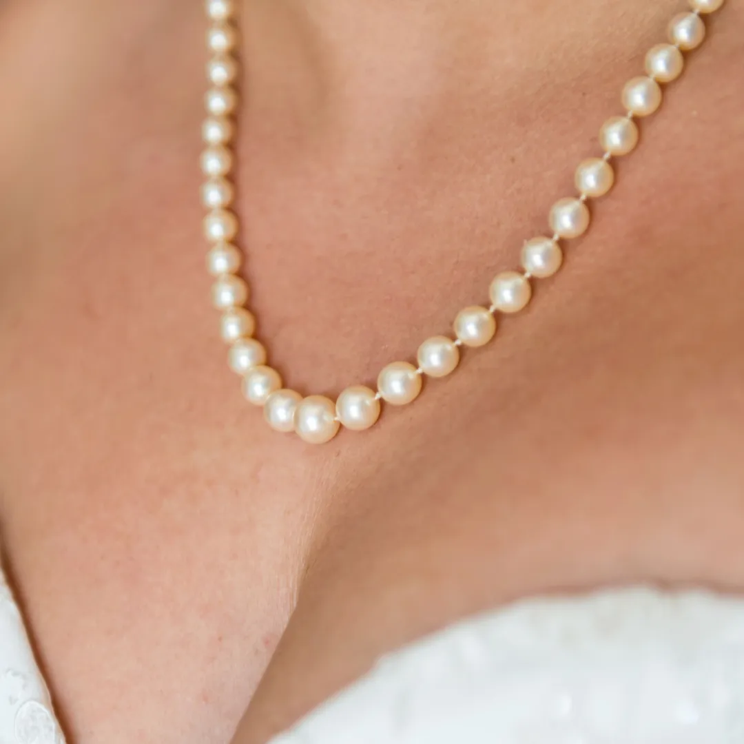 6-8mm White Freshwater Pearl Strand Necklace