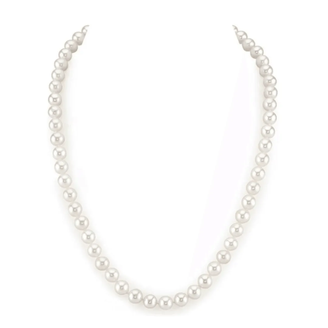 6-8mm White Freshwater Pearl Strand Necklace