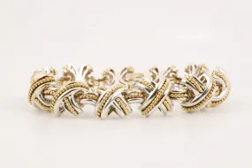 7.5" Tiffany & Co. 925 Silver & 18k Yellow Gold Signature X Bracelet (54.86g.)