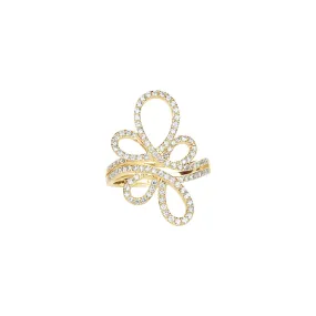 Abstract Diamond Flower Cocktail Ring