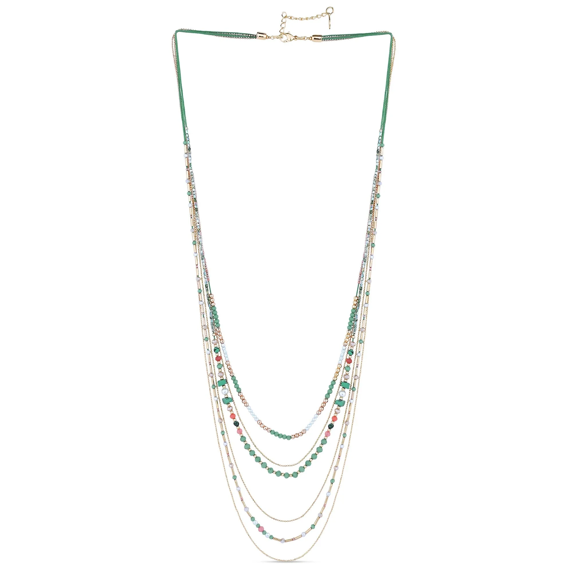 Accessorize London Women's Multi Layered Metal And Beaded Long Rope Necklace