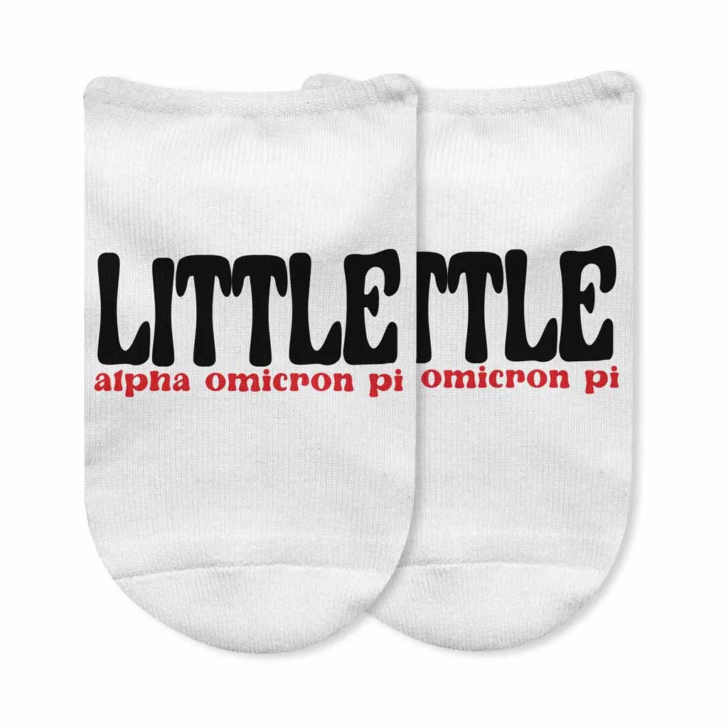 Alpha Omicron Pi No Show Socks for Bigs and Littles