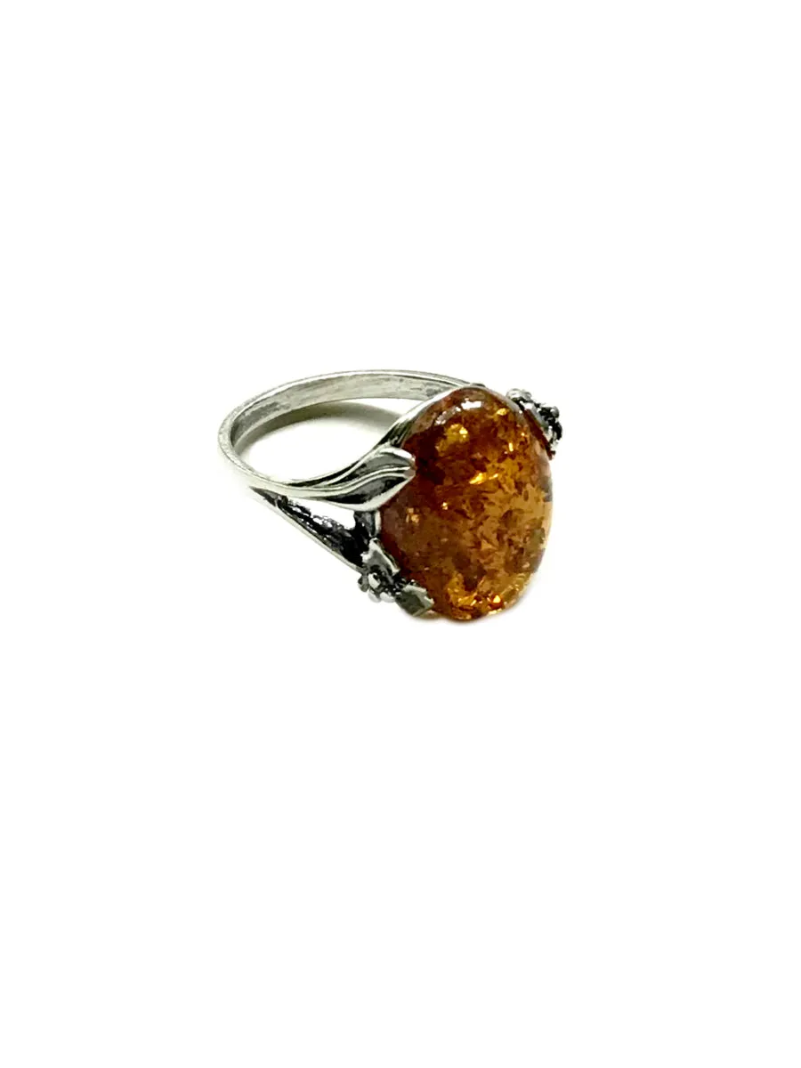 Amber Flower Ring