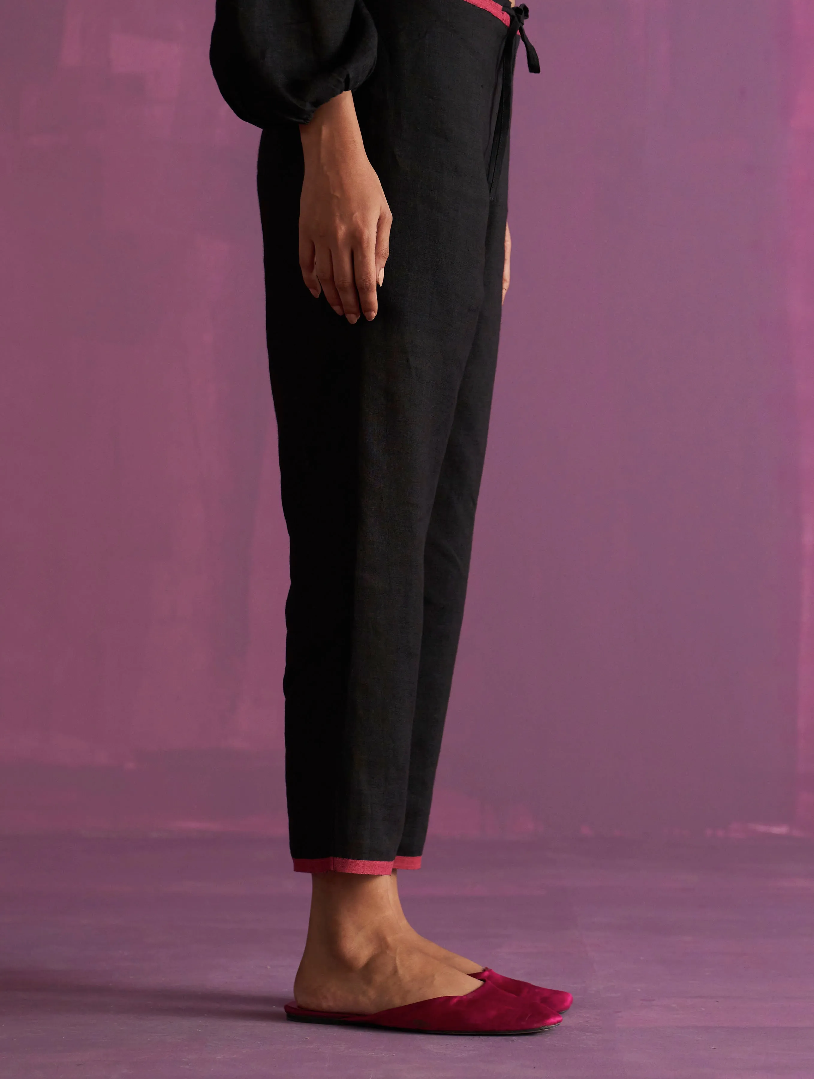 Ansa Tapered Linen Pant - Black