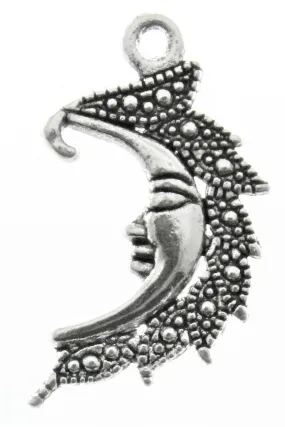 AVBeads Celestial Moon Charms Silver 25mm x 15mm Metal Charms 100pcs