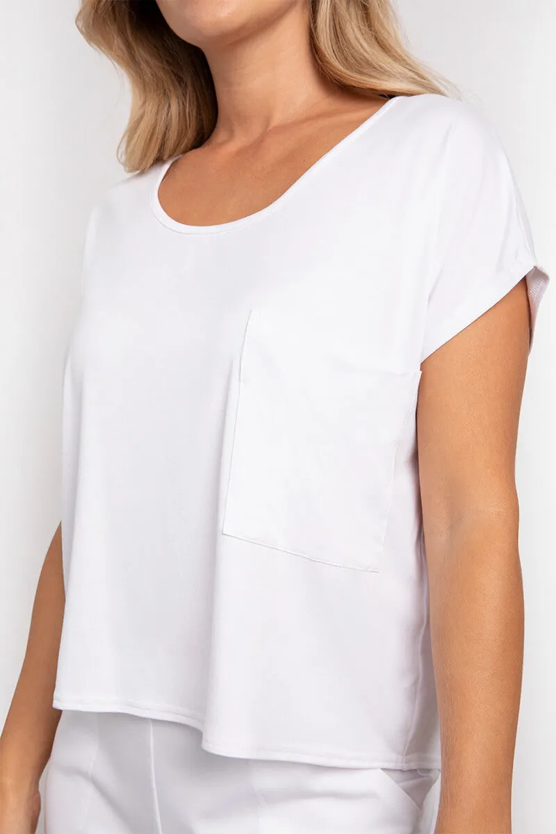 Bamboo Dolman Pocket Top | White