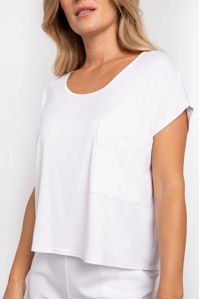 Bamboo Dolman Pocket Top | White