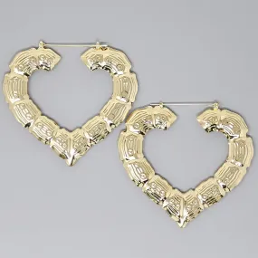 Bamboo Heart Shape Hoop Earrings