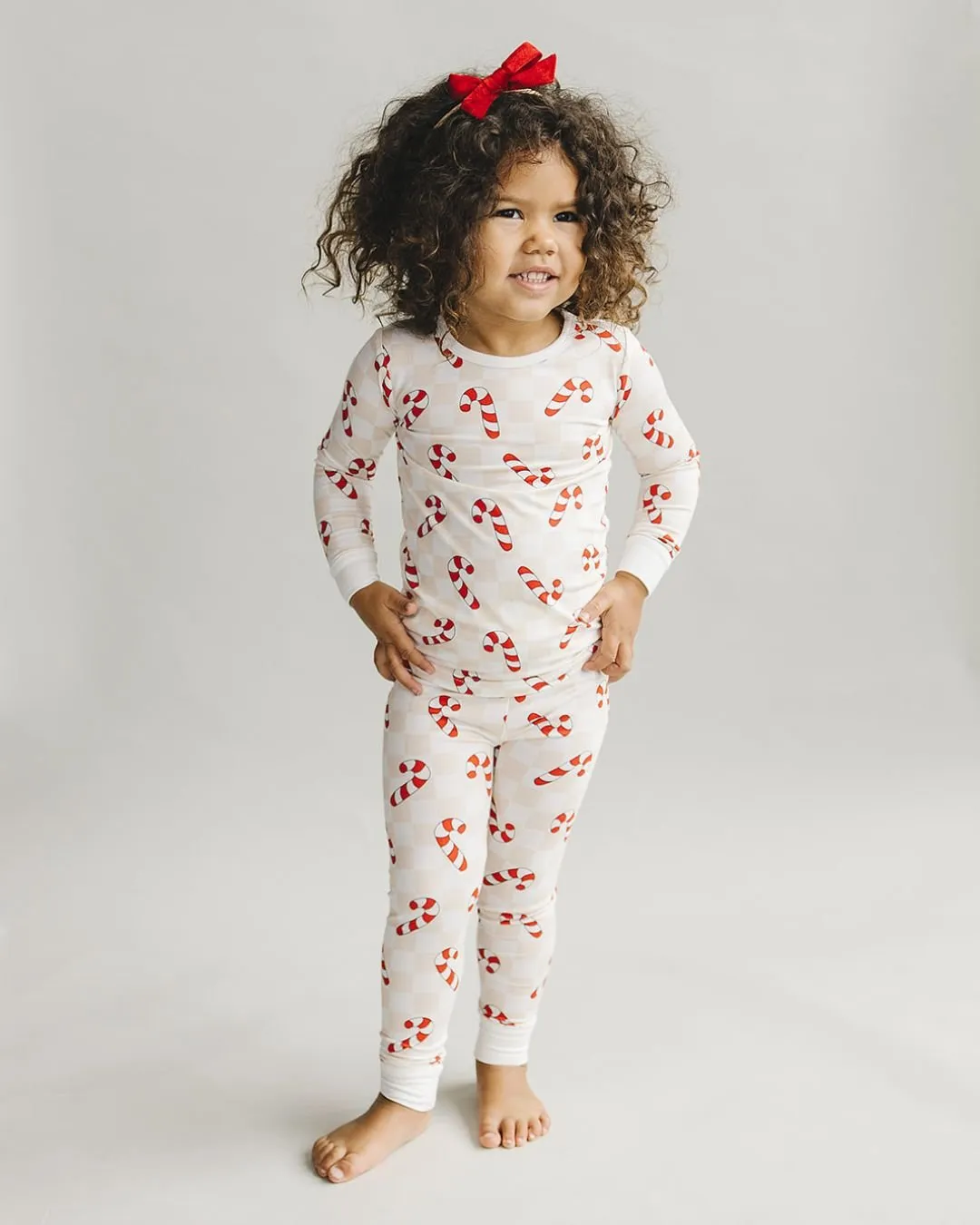 Bamboo Two Piece Set | Checkered Candy Cane