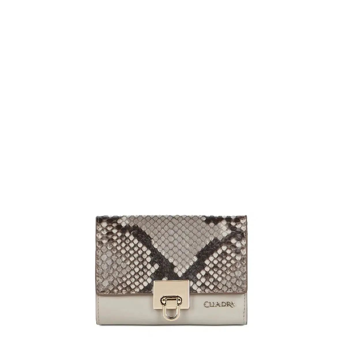 BD197PI - Cuadra  gray small fashion woven pyhon tri fold wallet for women