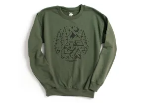 Bigfoot Camping   Bonfire Sweatshirts Adult - light or dark artwork