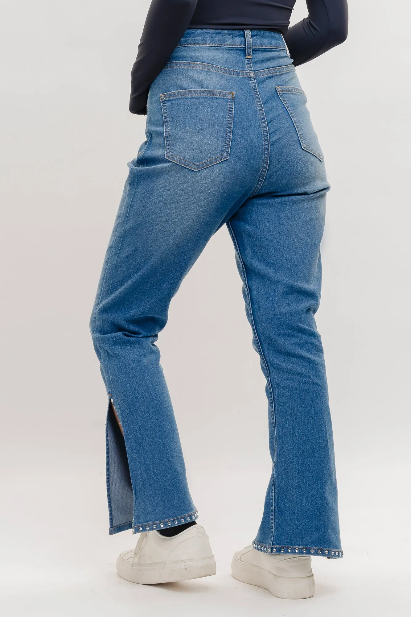 Blue Rhinestone Bootcut Jeans