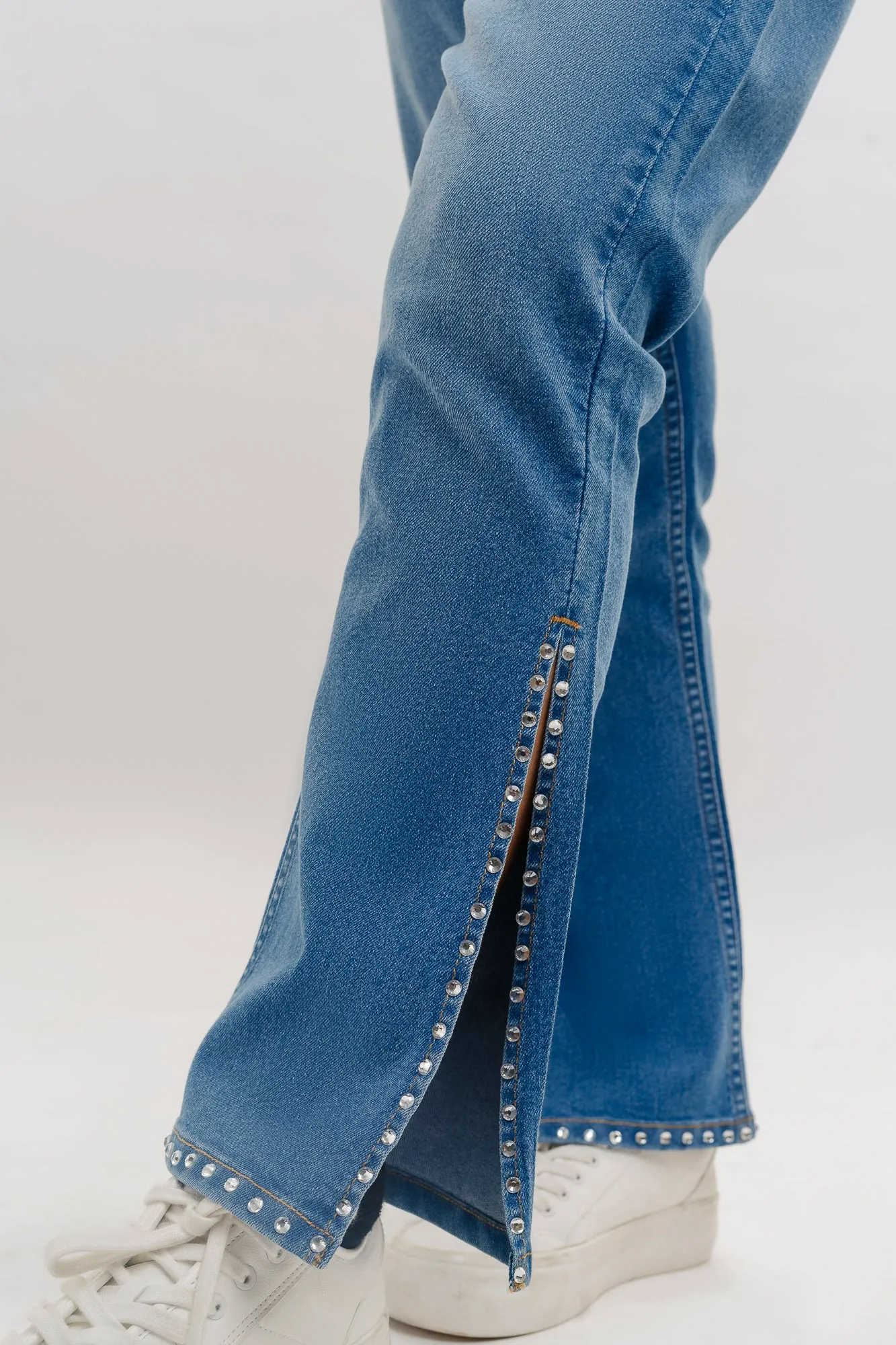 Blue Rhinestone Bootcut Jeans