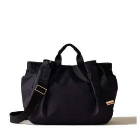 Borsa Donna a Mano Media BORBONESE linea Bateau in Tessuto stampa Op Dark Black