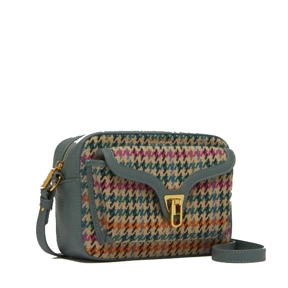 Borsa Donna a Tracolla COCCINELLE in Pelle linea Beat Pied de Poule Colore Multi Kale Green