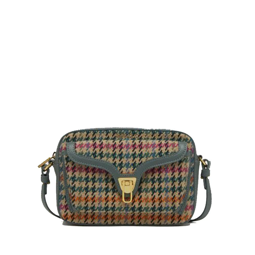 Borsa Donna a Tracolla COCCINELLE in Pelle linea Beat Pied de Poule Colore Multi Kale Green