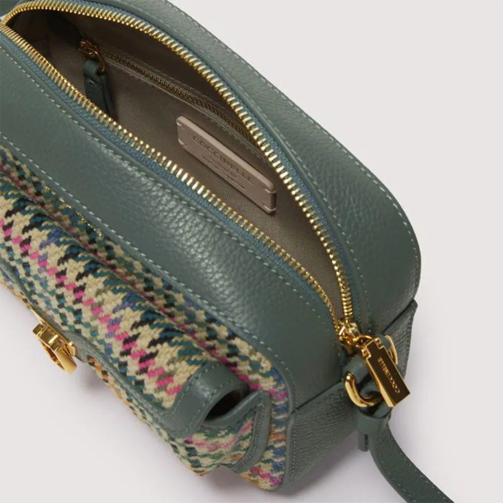 Borsa Donna a Tracolla COCCINELLE in Pelle linea Beat Pied de Poule Colore Multi Kale Green