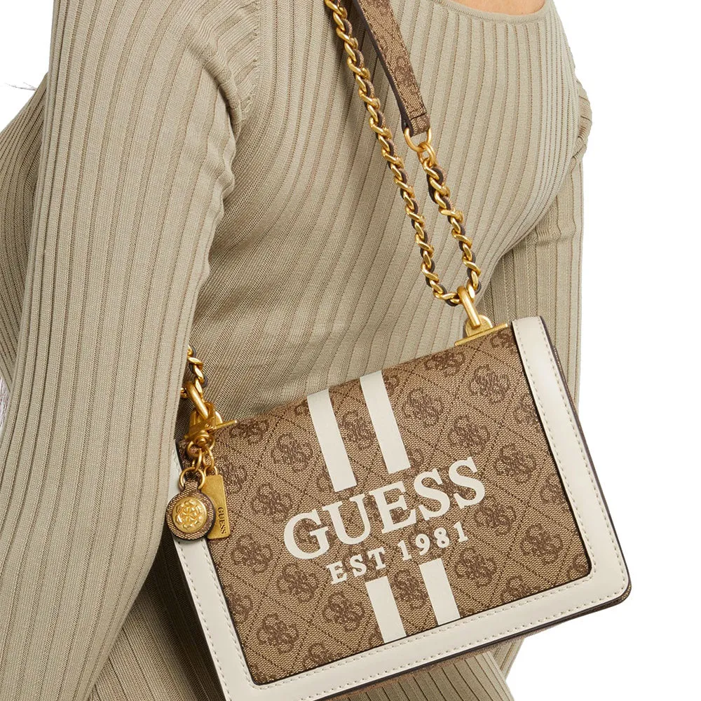 Borsa Donna a Tracolla GUESS Linea Abey Colore Latte Logo