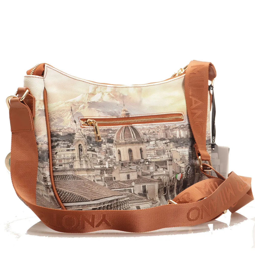 Borsa Donna Hobo Bag a Tracolla Y NOT YES-628 Stampa Etnea