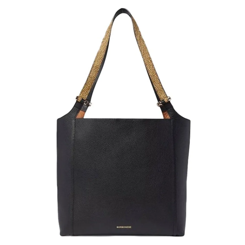 Borsa Donna Shopping BORBONESE linea Livre Medium in Pelle Nera