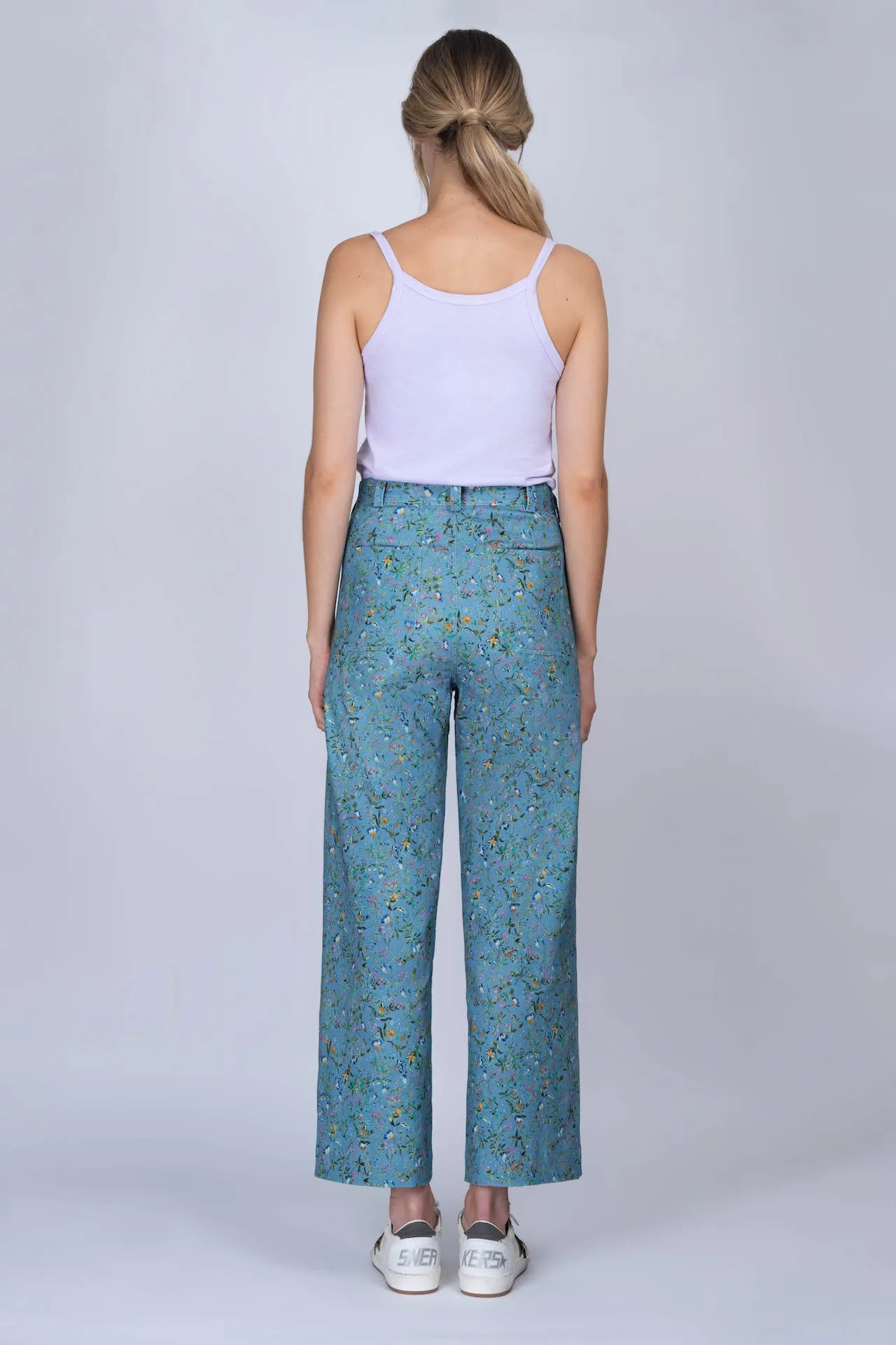 Botanical-Blue Printed Cotton SAILOR Pant