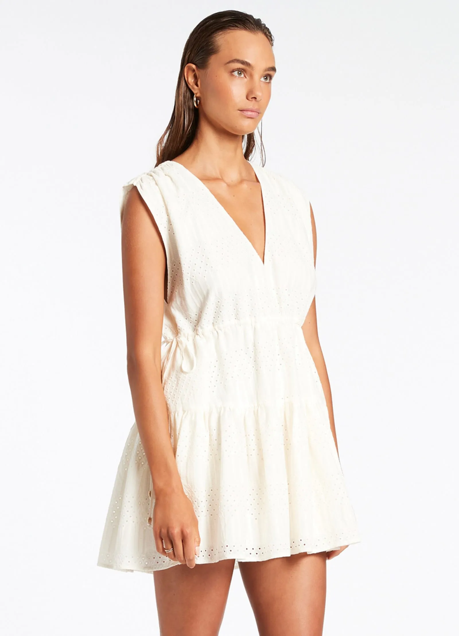 Broderie Tiered Cover Up - Cream