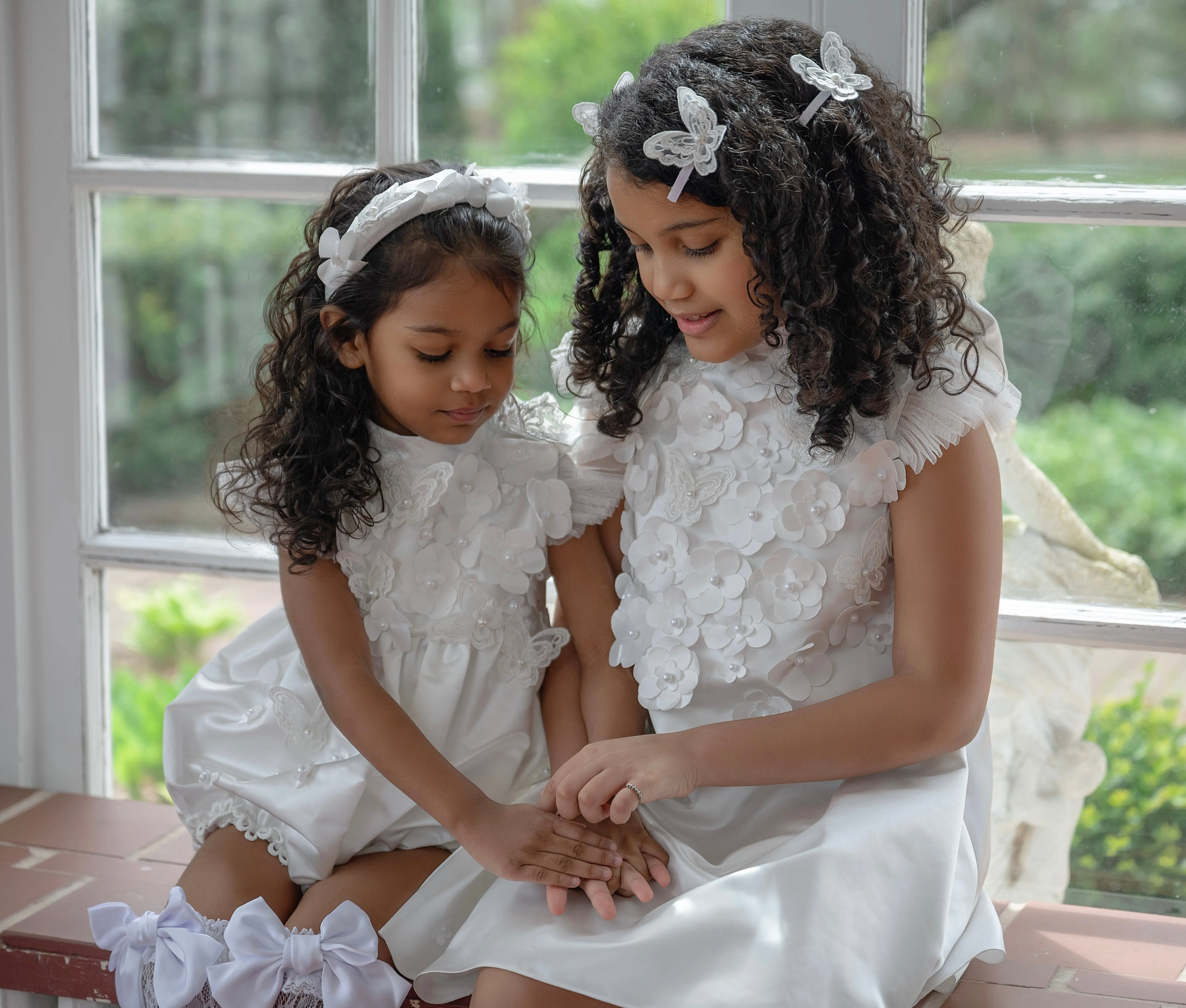 Butterfly White Satin Ceremony Dress