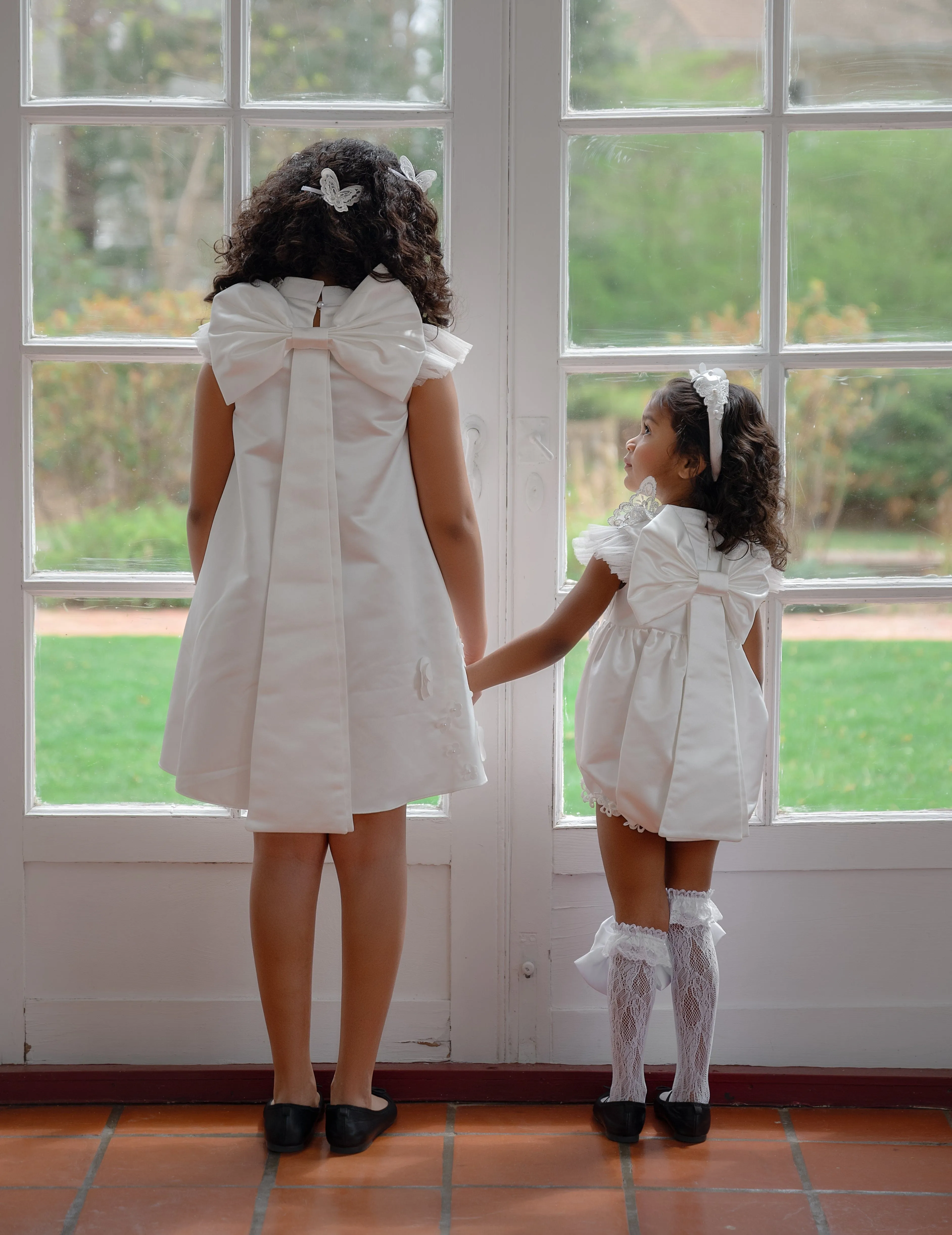 Butterfly White Satin Ceremony Dress