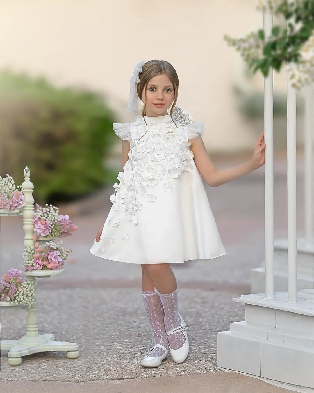 Butterfly White Satin Ceremony Dress