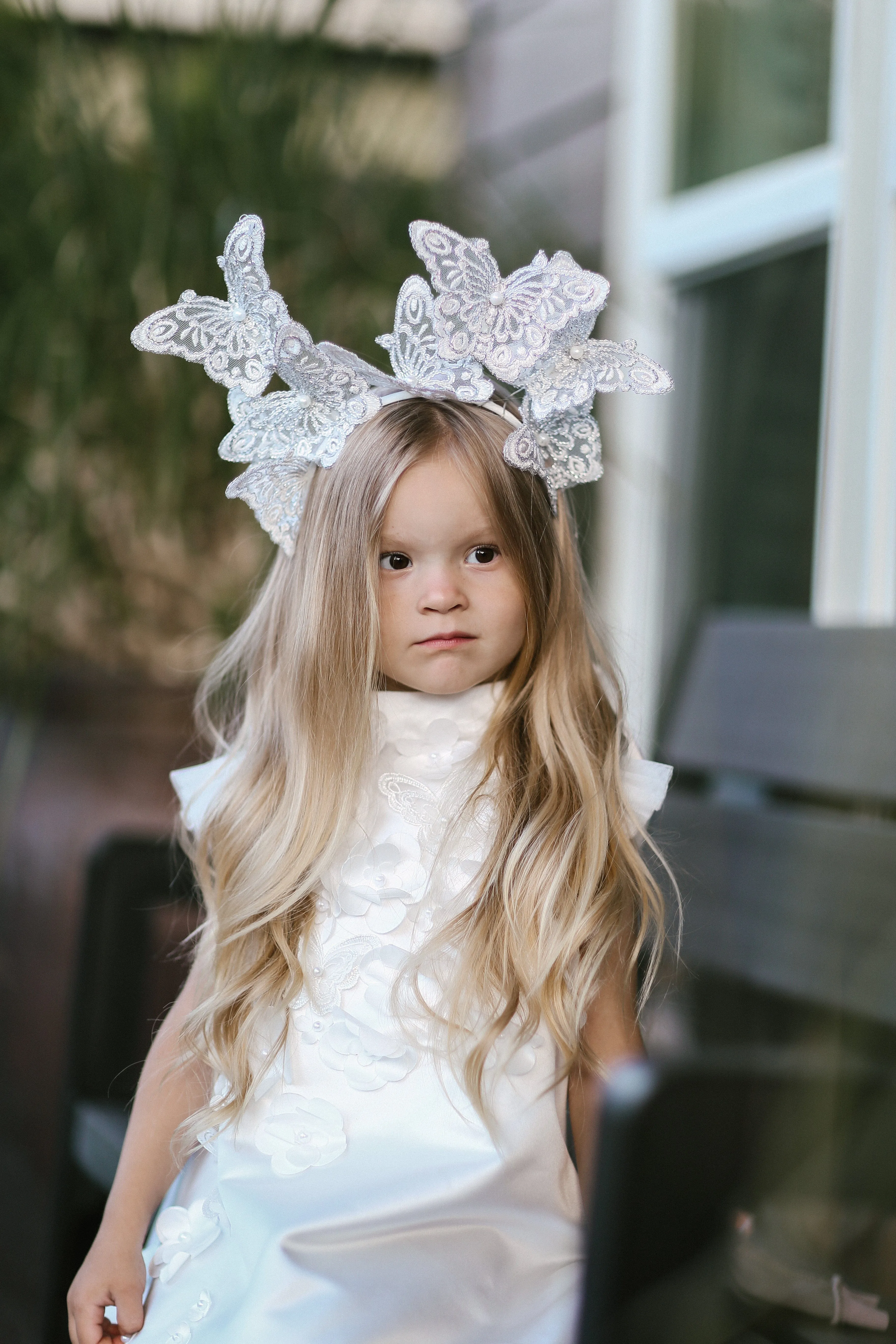 Butterfly White Satin Ceremony Dress