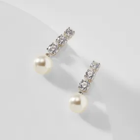 CAMILA PEARL AND CZ DROP EARRINGS