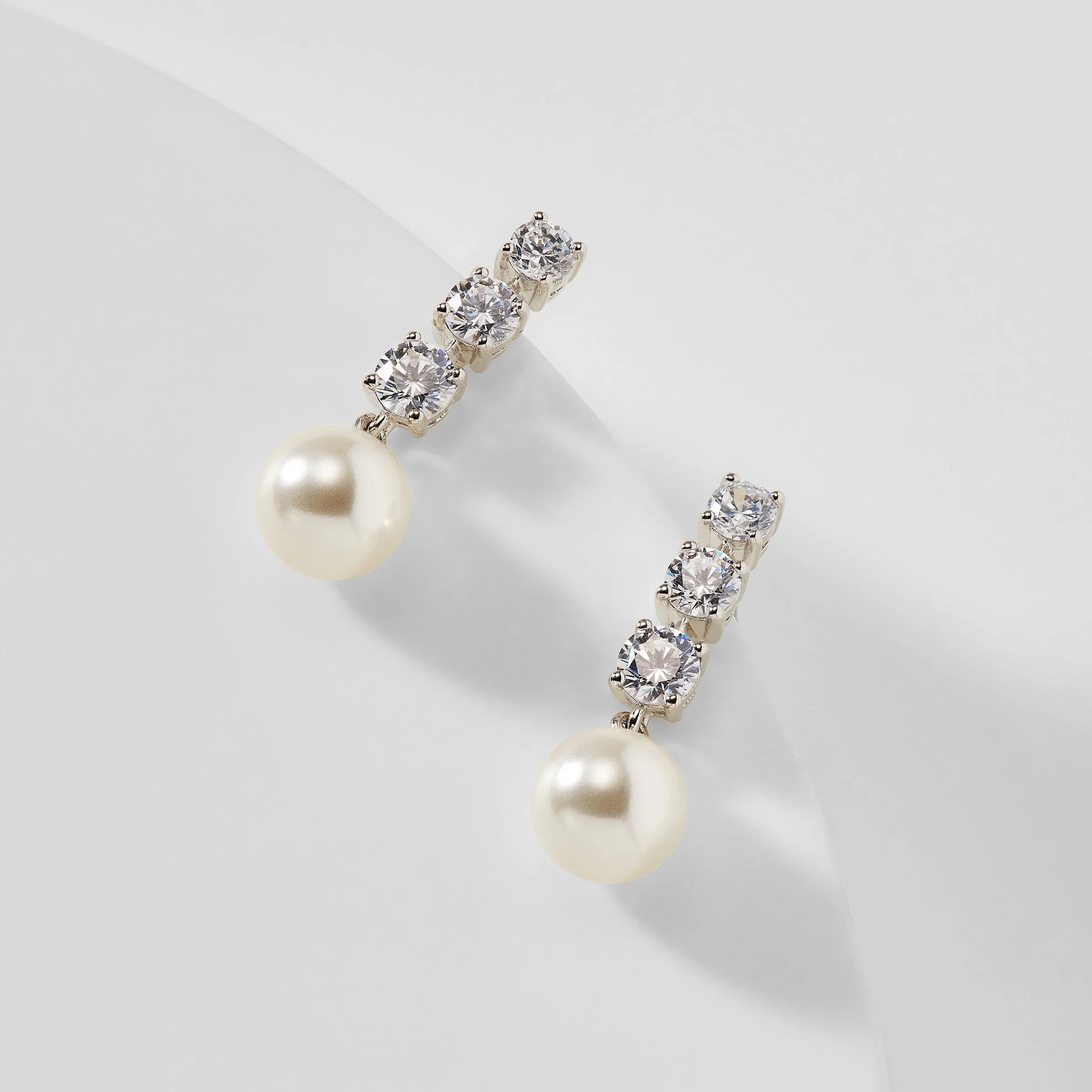 CAMILA PEARL AND CZ DROP EARRINGS