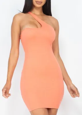 Capella One Shoulder Bodycon Summer Mini Dress (Flamingo) BD3242