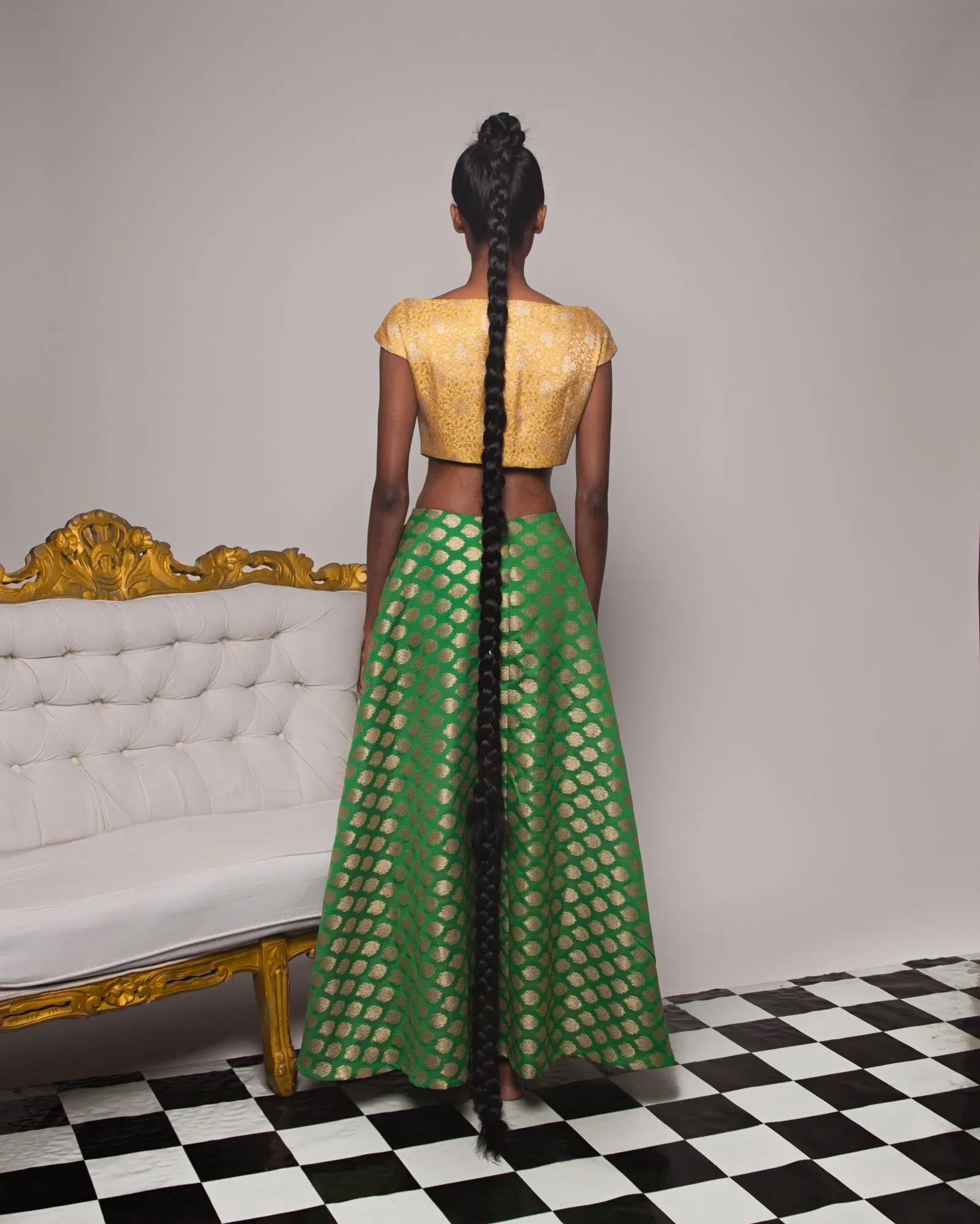 Choli Lehenga (Green Yellow)