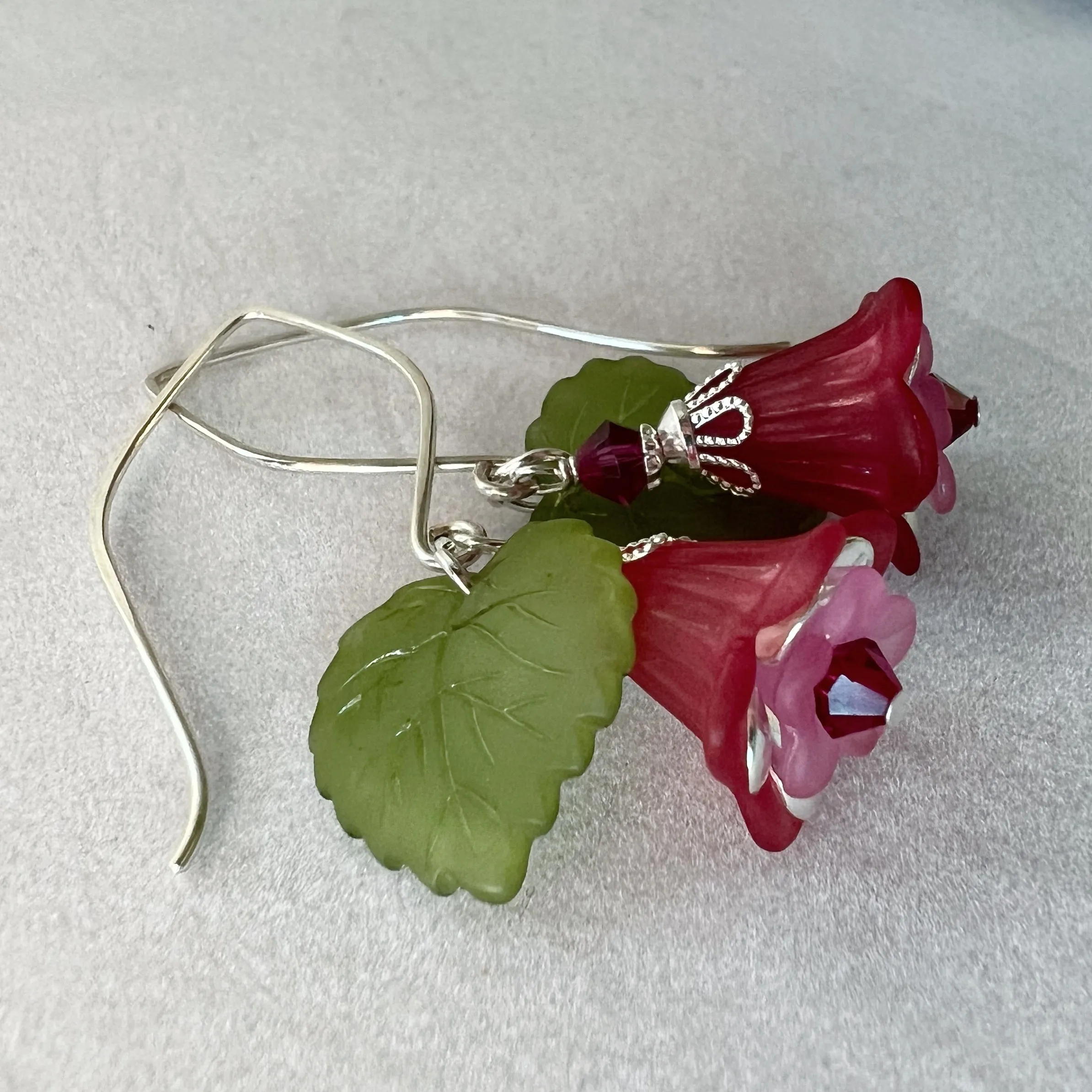 Clearance flower earrings (pink trumpet)