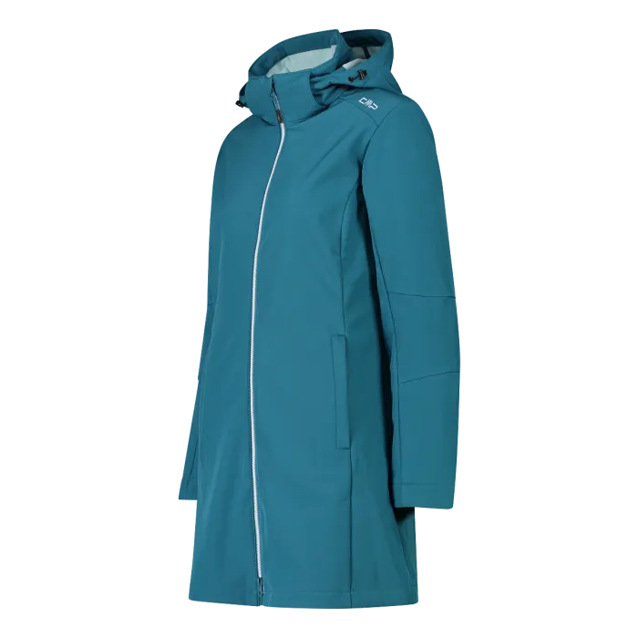 CMP Women's Longline Softshell Hooded Coat (Teal)