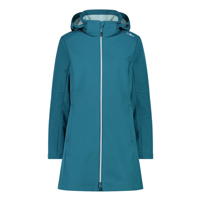 CMP Women's Longline Softshell Hooded Coat (Teal)