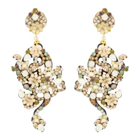 Cream and Cafe Multi-Colored Swarvoski Drop Earrings by DUBLOS