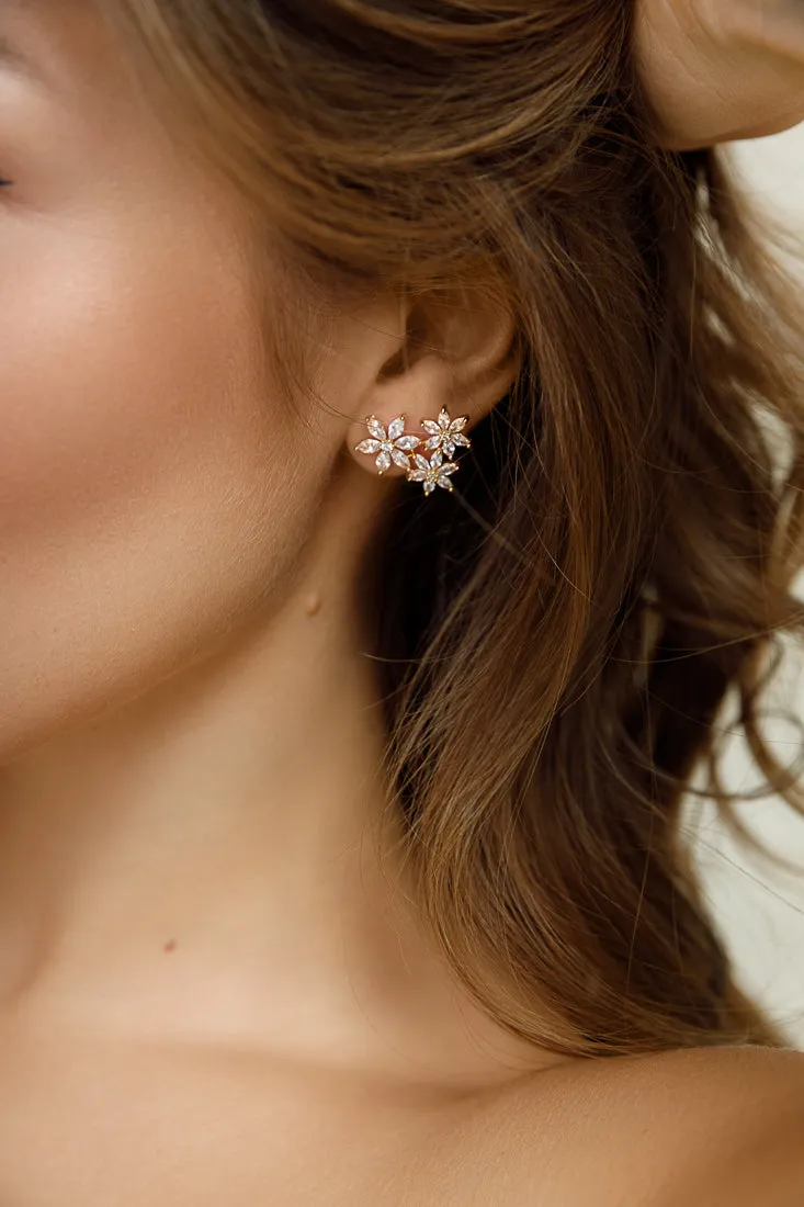 CRYSTAL FLOWER CLUSTER EARRINGS