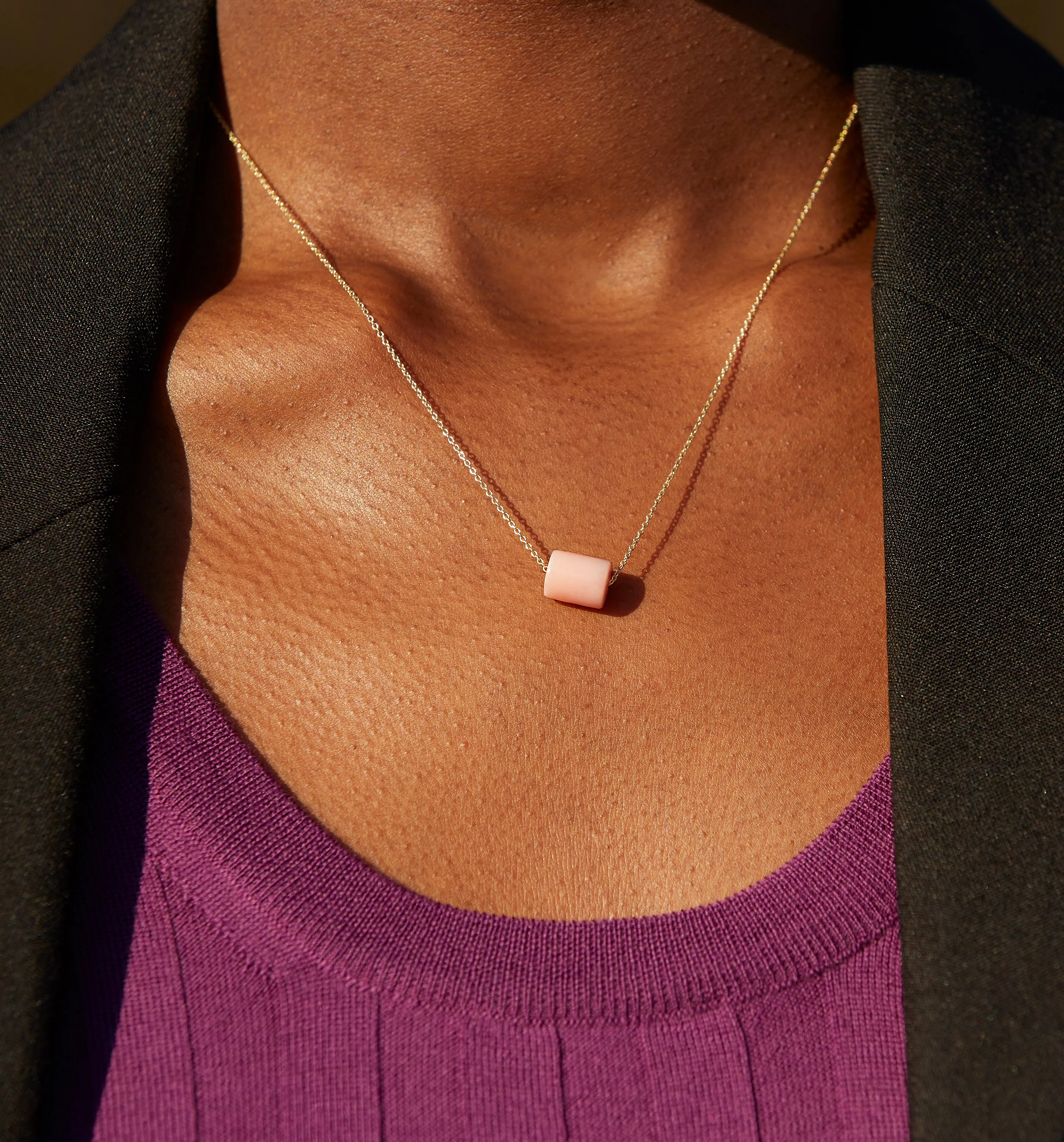 DECO CILINDRO PINK OPAL NECKLACE