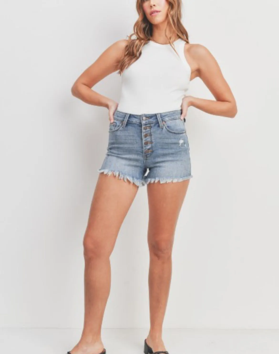 Denim cutoff shorts