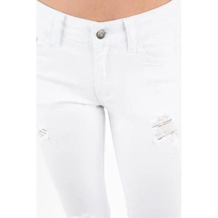 Distressed White Ankle Skinny