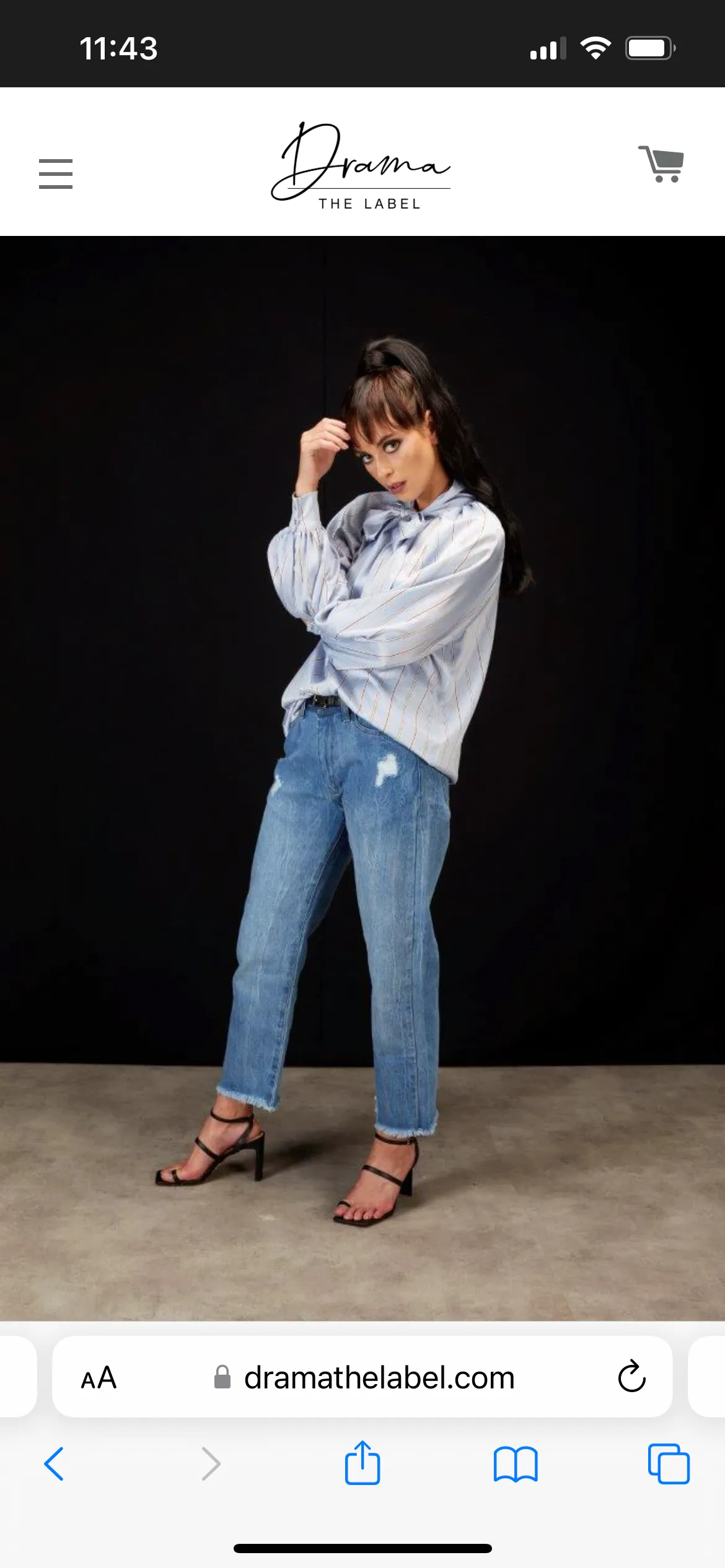 Drama the Label Straight Leg Raw Crop - Denim Blue