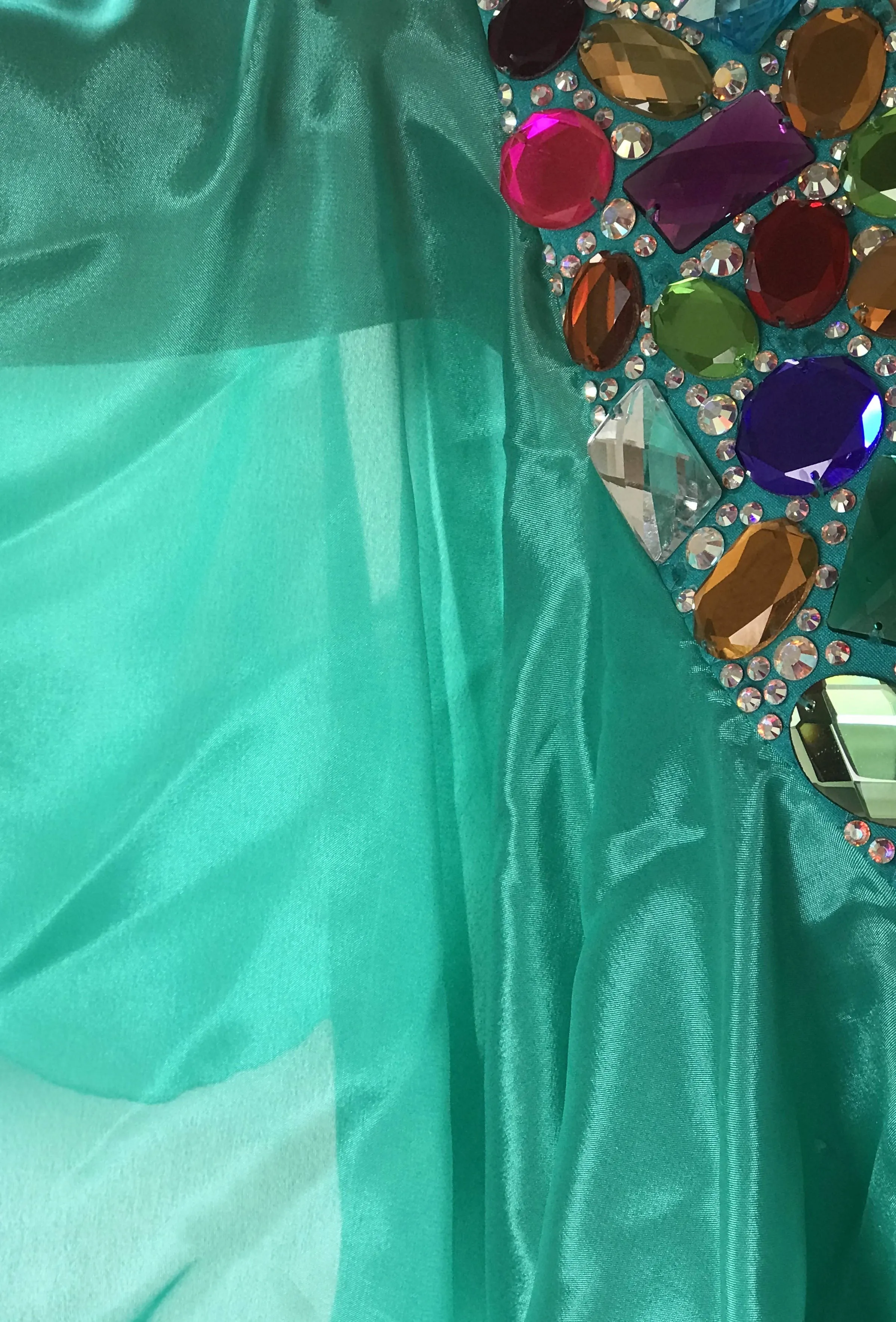 Emerald Dress with Oversize Colorful Stones