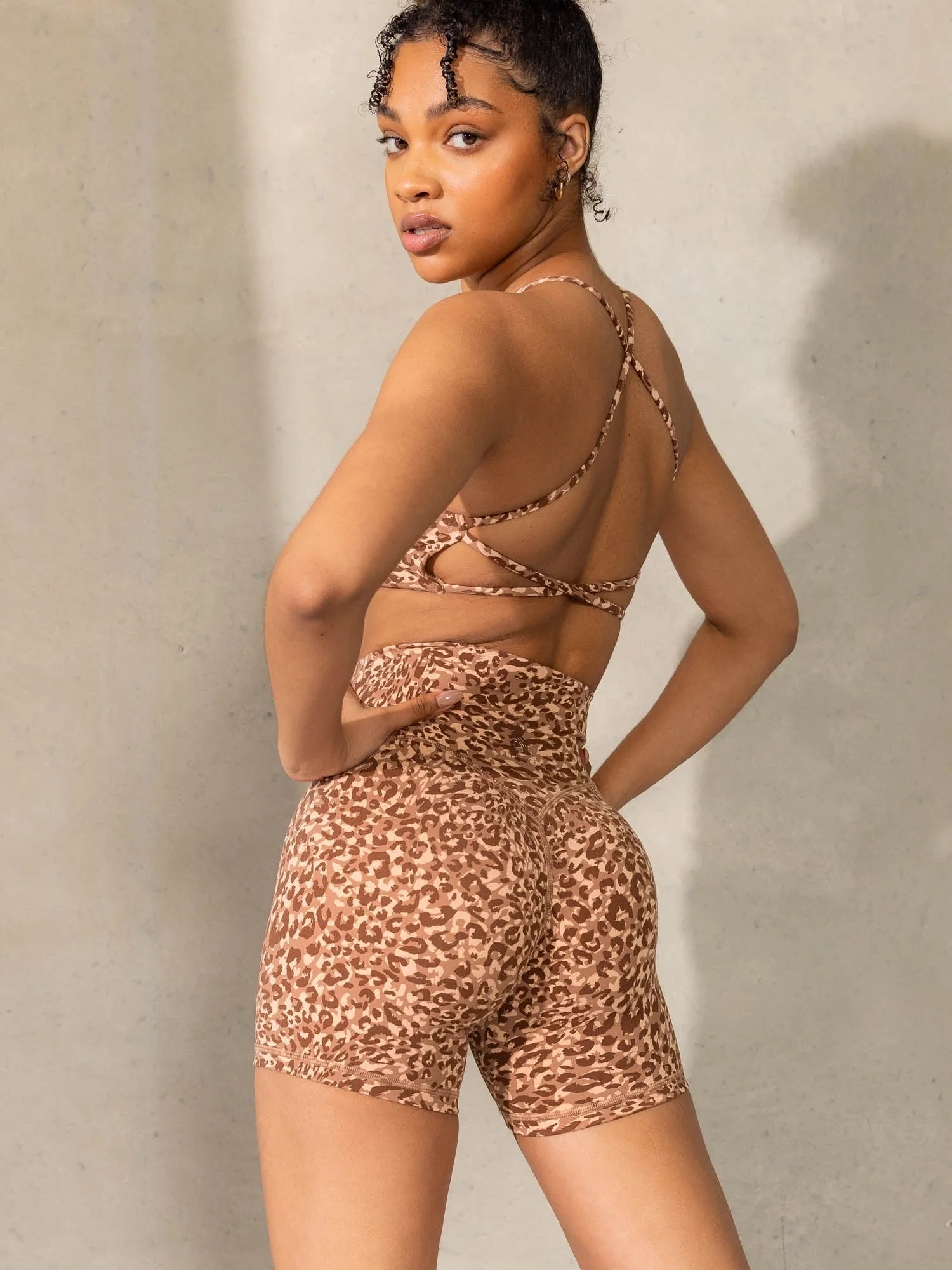 Empower Sports Crop - Mocha Leopard