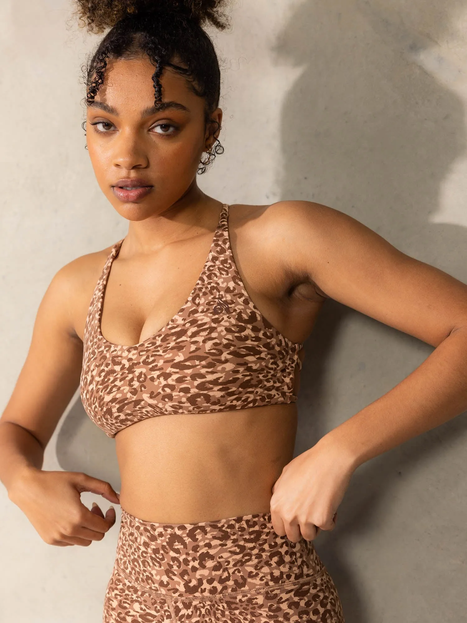 Empower Sports Crop - Mocha Leopard